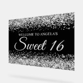 Silver Glitzer Black Sweet 16 Acrylschild (Winkel)