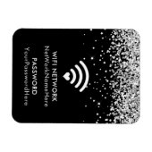 Silver Glitzer Black WiFi-Netzwerk und Kennwort Magnet (Horizontal)