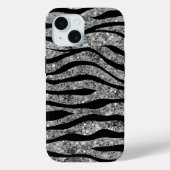 Silver Glitzer & Black Zebra Streifen Case-Mate iPhone Hülle (Rückseite)