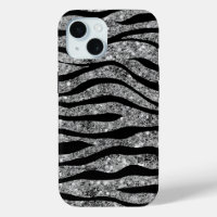Silver Glitzer & Black Zebra Streifen