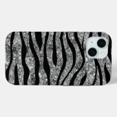 Silver Glitzer & Black Zebra Streifen Case-Mate iPhone Hülle (Rückseite (Horizontal))