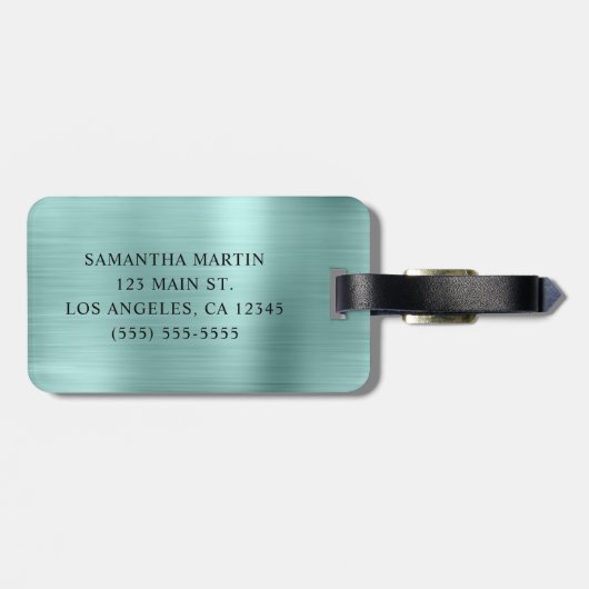 Silver Glitzer Blasstürkisfarbener Fohlen Extravag Gepäckanhänger (Rückseite horizontal)