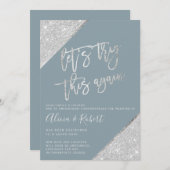 Silver Glitzer Blau ändern Sie das Datum erneut ve Save The Date (Vorne/Hinten)