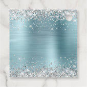 Silver Glitzer Blue Foil Baby Dusche Vielen Dank Geschenkanhänger (Rückseite)