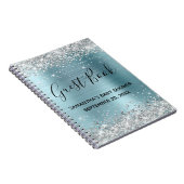 Silver Glitzer Blue Foil Baby Showbook Notizblock (Rechte Seite)