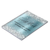 Silver Glitzer Blue Foil Baby Showbook Notizblock (Linke Seite)