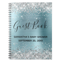 Silver Glitzer Blue Foil Baby Showbook
