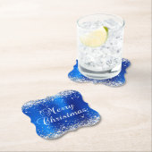Silver Glitzer Blue Foil Frohe Weihnachten Untersetzer (Vor Ort)