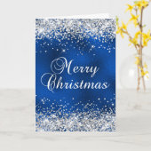 Silver Glitzer Blue Glass Foil Frohe Weihnachten Karte (Gelbe Blume)