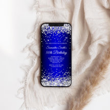 Silver Glitzer Blue Ombre 50. Geburtstag