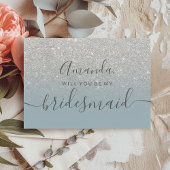 Silver Glitzer blue ombre Skript meine Bridesmaid Einladung