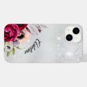 Silver Glitzer Blume burgundname Case-Mate iPhone Hülle (Rückseite (Horizontal))