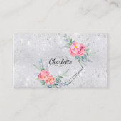Silver Glitzer Blumenmaske Schönheit Visitenkarte (Vorderseite)