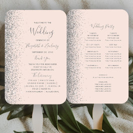 Silver Glitzer Blush Pink Hochzeitsprogramm Fächer
