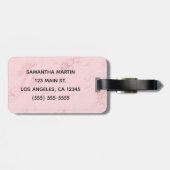 Silver Glitzer Blush Pink Marmor Gepäckanhänger (Rückseite horizontal)