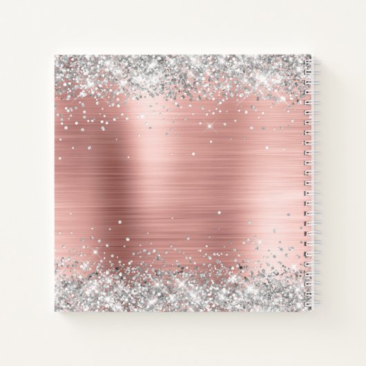 Silver Glitzer Blush Rose Foil Monogramm Zeichnend Notizblock (Rückseite)