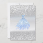 Silver Glitzer Bokeh Blue Dress Brautparty Einladung (Rückseite)