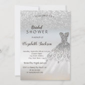 Silver Glitzer Bokeh Dress Brautparty Einladung (Vorderseite)