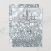 Silver Glitzer Bokeh Glam Chandelier Save the Date Ankündigungspostkarte (Vorne/Hinten)