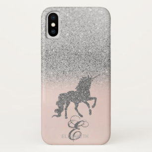Silver Glitzer Bokeh Monogram, Unicorn Case-Mate iPhone Hülle