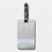 Silver Glitzer Bokeh Ombre, Blume - Personalisiert Gepäckanhänger (Rückseite vertikal)