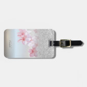 Silver Glitzer Bokeh Ombre, Plumeria - Personalisi Gepäckanhänger (Vorderseite horizontal)