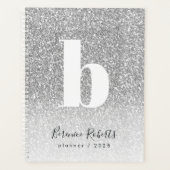 Silver Glitzer Bold Typografy Monogram Annual Planer (Vorderseite)