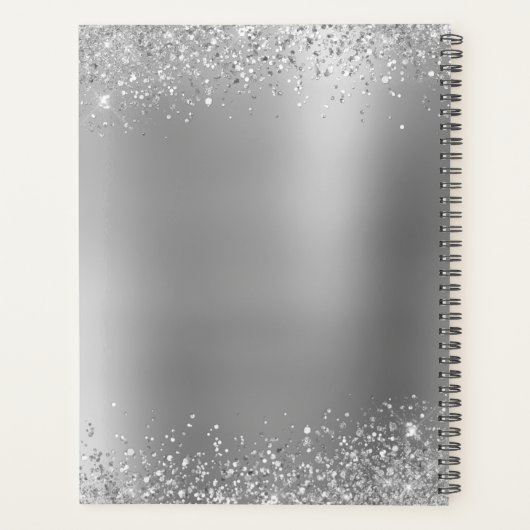 Silver Glitzer Boss Lady Stiletto Logo Planer (Rückseite)