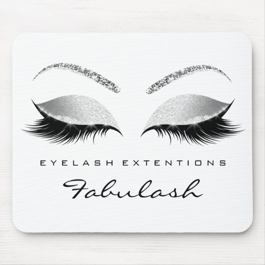 Silver Glitzer Branding Beauty Gray White Lashes Mousepad (Vorne)