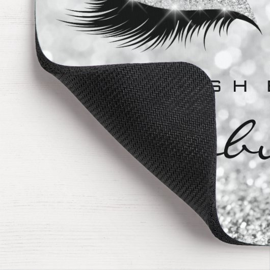 Silver Glitzer Branding Beauty Studio Lashes Grau Mousepad (Ecke)