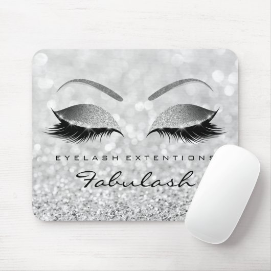 Silver Glitzer Branding Beauty Studio Lashes Grau Mousepad (Mit Mouse)