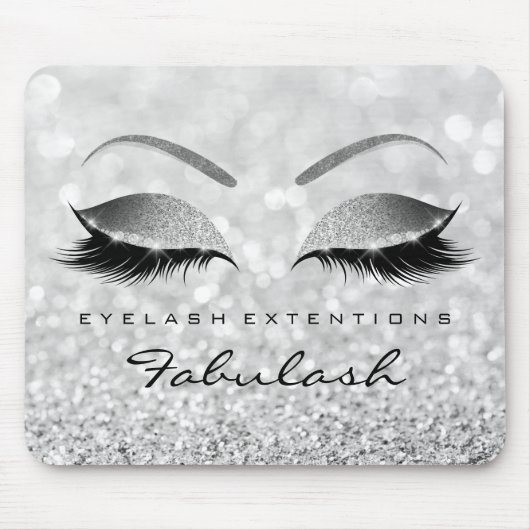 Silver Glitzer Branding Beauty Studio Lashes Grau Mousepad (Vorne)