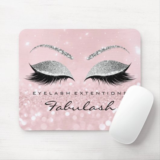 Silver Glitzer Branding Beauty Studio Lashes Pink Mousepad (Mit Mouse)