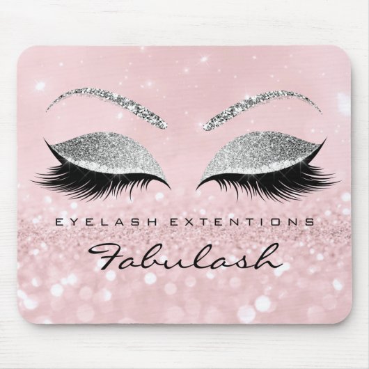 Silver Glitzer Branding Beauty Studio Lashes Pink Mousepad (Vorne)