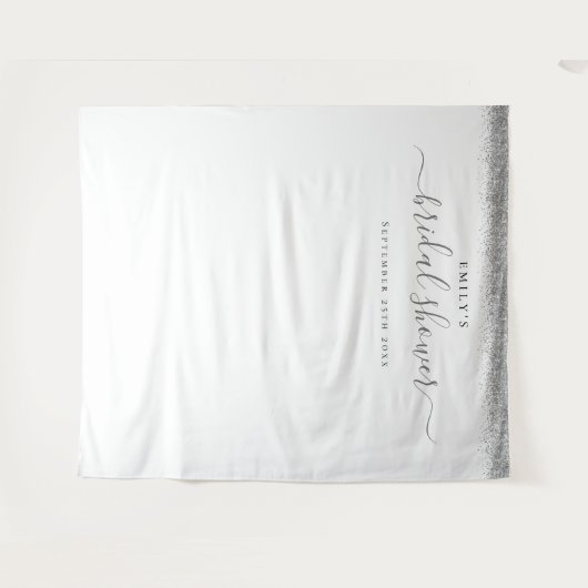 Silver Glitzer Brautparty Hintergrund für Fotos Wandteppich (Vorderseite (Horizontal))