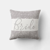 Silver Glitzer Bride Elegante Wedding Kissen (Rückseite)