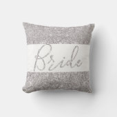 Silver Glitzer Bride Elegante Wedding Kissen (Vorderseite)