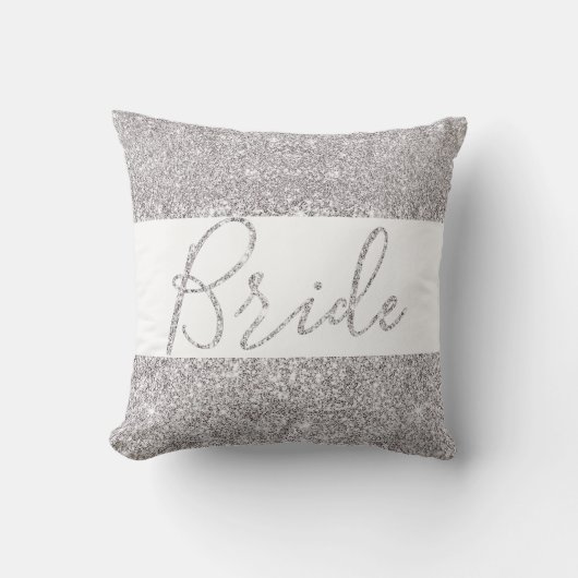 Silver Glitzer Bride Elegante Wedding Kissen (Vorderseite)