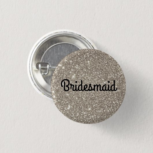 Silver Glitzer Bridesmaid Button (Vorne & Hinten)