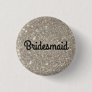 Silver Glitzer Bridesmaid Button
