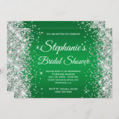 Silver Glitzer Bright Green Ombre Extravagant Mono Einladung (Vorne/Hinten)
