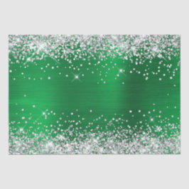 Silver Glitzer Bright Green Ombre Foil Seidenpapier