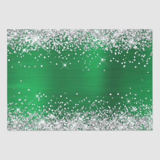 Silver Glitzer Bright Green Ombre Foil Seidenpapier (Vorderseite)
