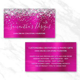 Silver Glitzer Bright Hot Pink Foink Online Store Visitenkarte