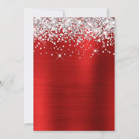 Silver Glitzer Bright Red Foil 50 und fabulous Einladung (Rückseite)