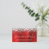 Silver Glitzer Bright Red Foil Online Store Visitenkarte (Stehend Vorderseite)