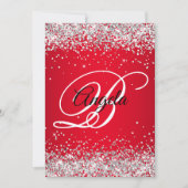 Silver Glitzer Bright Red Ombre 50. Geburtstag Einladung (Vorderseite)