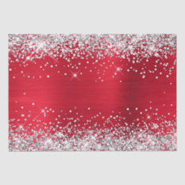 Silver Glitzer Bright Red Ombre Foil Seidenpapier