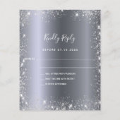 Silver Glitzer Budget Einladung Hochzeit rsvp Flyer (Hinten)