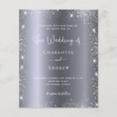 Silver Glitzer Budget Einladung Hochzeit rsvp Flyer (Vorne)